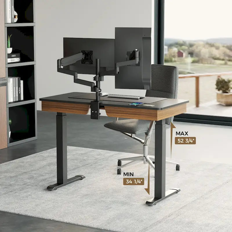 Eureka Ergonomic Home Office Electric Height Adjustable Standing Desk with 2 Drawers & Monitor Stand