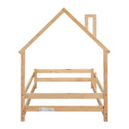 Wood bed with House-shaped Headboard