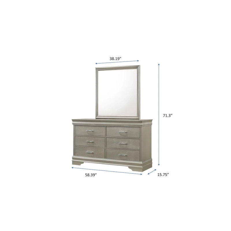 Sigurd 4 Piece Silver Faux Leather Upholstered Tufted Panel Bedroom Set