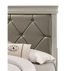 Sigurd 4 Piece Silver Faux Leather Upholstered Tufted Panel Bedroom Set