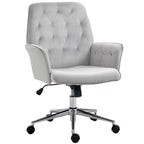 Vinsetto Modern Mid-Back Tufted Velvet Home Office Desk Chair with Arms, Swivel Adjustable Accent Chair with Soft Seat