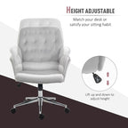 Vinsetto Modern Mid-Back Tufted Velvet Home Office Desk Chair with Arms, Swivel Adjustable Accent Chair with Soft Seat
