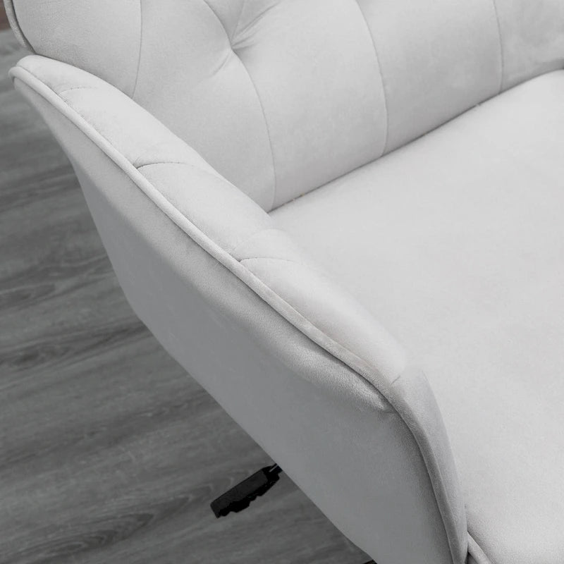 Vinsetto Modern Mid-Back Tufted Velvet Home Office Desk Chair with Arms, Swivel Adjustable Accent Chair with Soft Seat