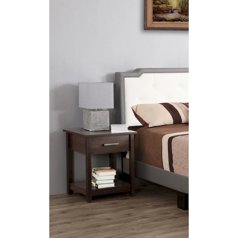 Salem 1-drawer and Shelf Wooden Nightstand