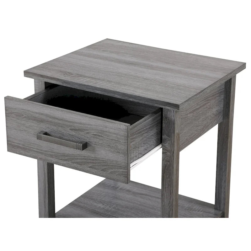 Salem 1-drawer and Shelf Wooden Nightstand