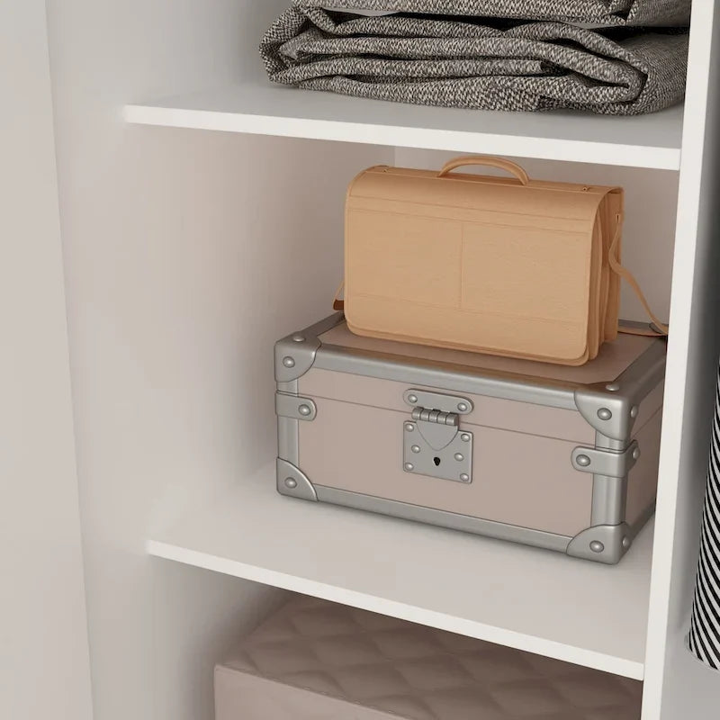 Kerrogee 5-Tier Wardrobe Armoire with 2-Door & Hanging Rod - 31.5L x 15.7W x 70.9H