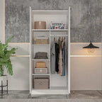 Kerrogee 5-Tier Wardrobe Armoire with 2-Door & Hanging Rod - 31.5L x 15.7W x 70.9H