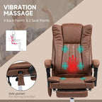 Vinsetto Massage Office Chair with 6 Points, Heated High Back Recliner with Adjustable Height, Swivel Wheels