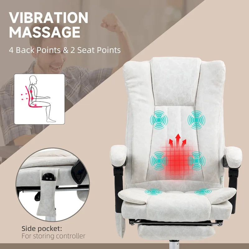 Vinsetto Massage Office Chair with 6 Points, Heated High Back Recliner with Adjustable Height, Swivel Wheels