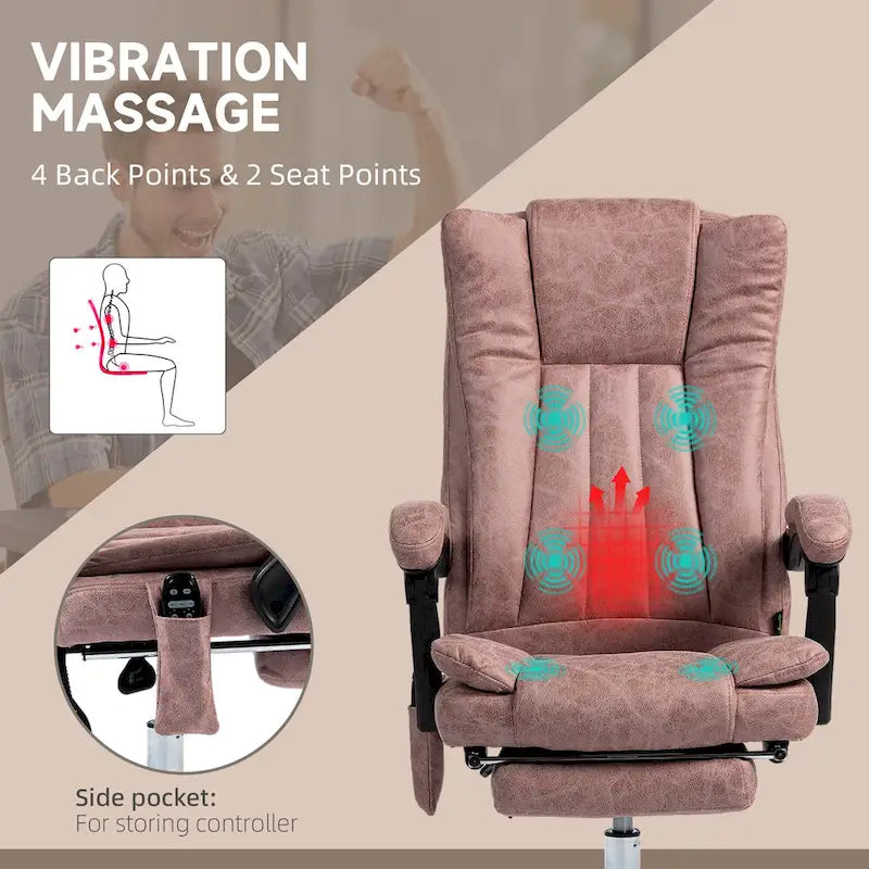 Vinsetto Massage Office Chair with 6 Points, Heated High Back Recliner with Adjustable Height, Swivel Wheels