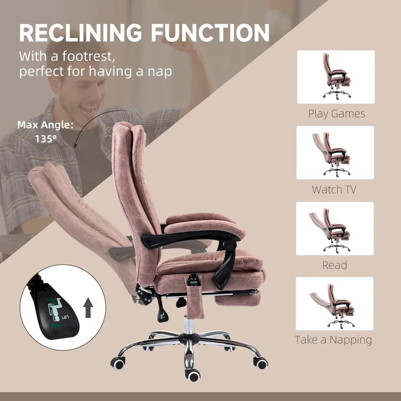 Vinsetto Massage Office Chair with 6 Points, Heated High Back Recliner with Adjustable Height, Swivel Wheels