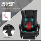 Vinsetto Massage Office Chair with 6 Points, Heated High Back Recliner with Adjustable Height, Swivel Wheels