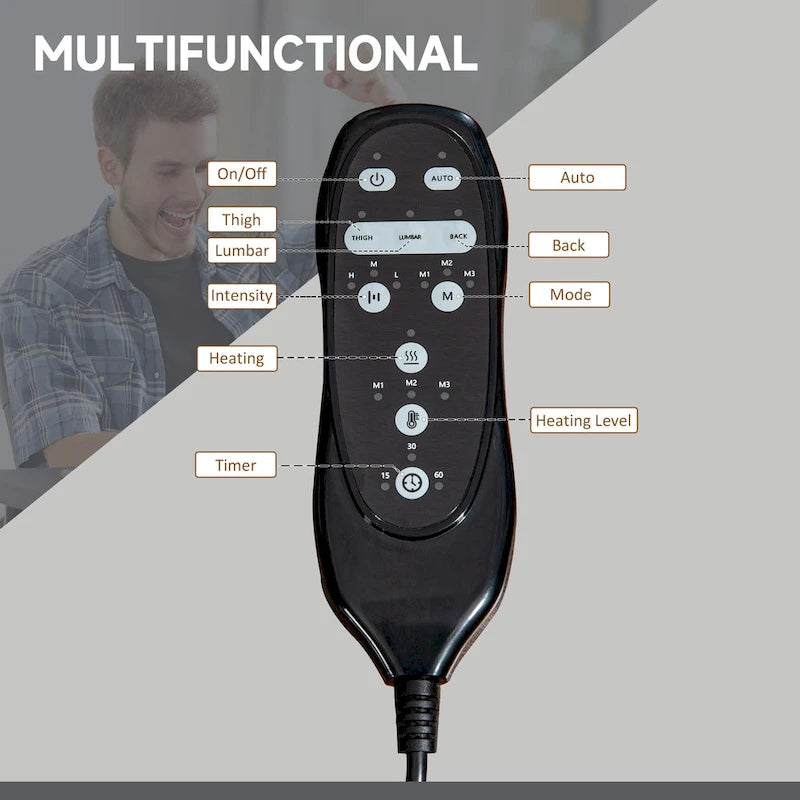 Vinsetto Massage Office Chair with 6 Points, Heated High Back Recliner with Adjustable Height, Swivel Wheels