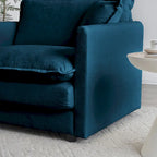Chenille L-Shaped Sectional, 2 Seater Loveseat with Ottoman Blue