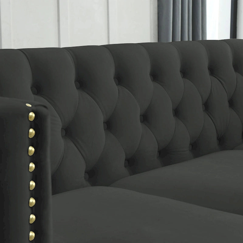 {Contact us for 3D modeling} Velvet Sofa for Living Room,Buttons Tufted Square Arm Couch, Modern Couch Upholstered Button and Me