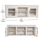 Classic TV Stand for up to 80 TVs-Glass Fronted Doors-Modern Finish - 65W x 16D x 23.625H