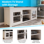Classic TV Stand for up to 80 TVs-Glass Fronted Doors-Modern Finish - 65W x 16D x 23.625H