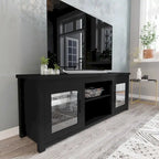 Classic TV Stand for up to 80 TVs-Glass Fronted Doors-Modern Finish - 65W x 16D x 23.625H
