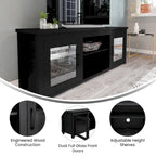 Classic TV Stand for up to 80 TVs-Glass Fronted Doors-Modern Finish - 65W x 16D x 23.625H