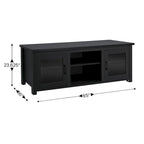 Classic TV Stand for up to 80 TVs-Glass Fronted Doors-Modern Finish - 65W x 16D x 23.625H