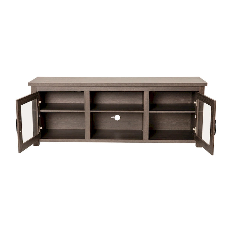 Classic TV Stand for up to 80 TVs-Glass Fronted Doors-Modern Finish - 65W x 16D x 23.625H