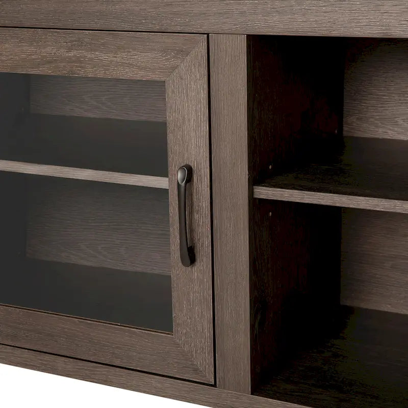 Classic TV Stand for up to 80 TVs-Glass Fronted Doors-Modern Finish - 65W x 16D x 23.625H
