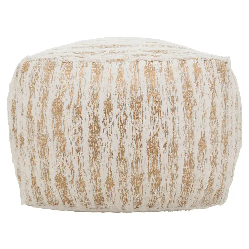 Faux Fur Pouf With Foil Print Design