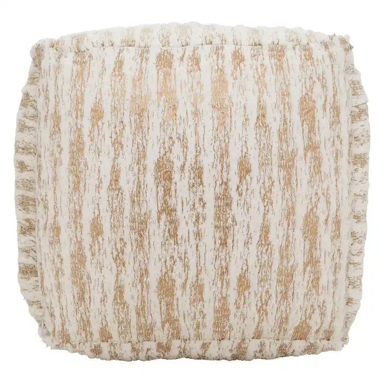Faux Fur Pouf With Foil Print Design