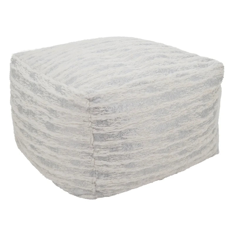 Faux Fur Pouf With Foil Print Design