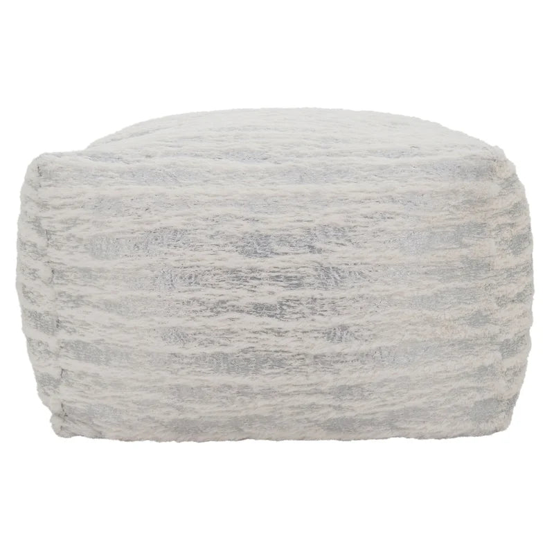 Faux Fur Pouf With Foil Print Design