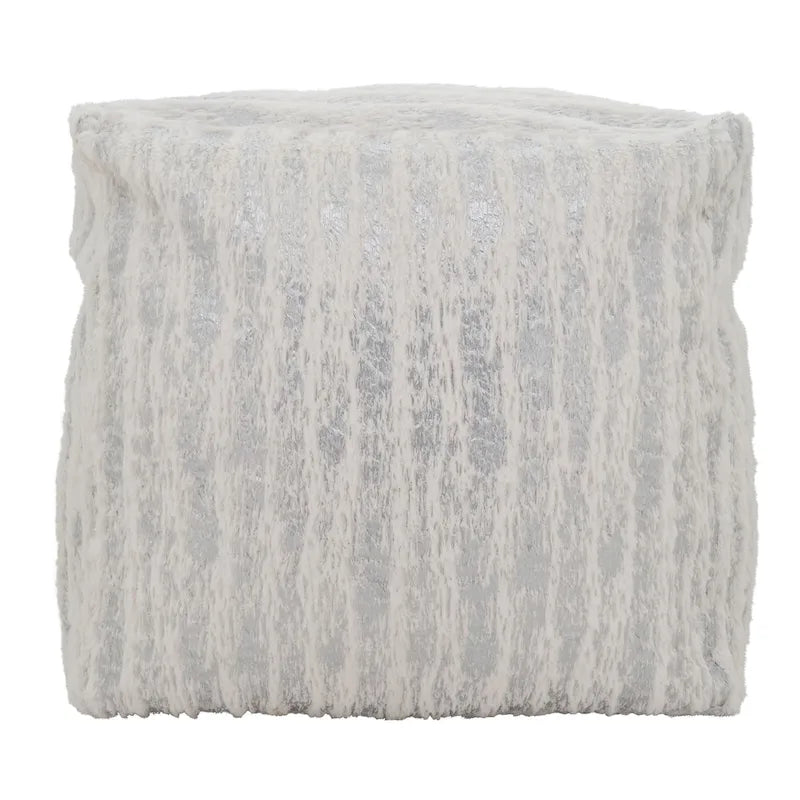 Faux Fur Pouf With Foil Print Design