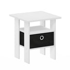 Furinno Andrey End Table Nightstand with Bin Drawer, Sonoma Oak/Ivory