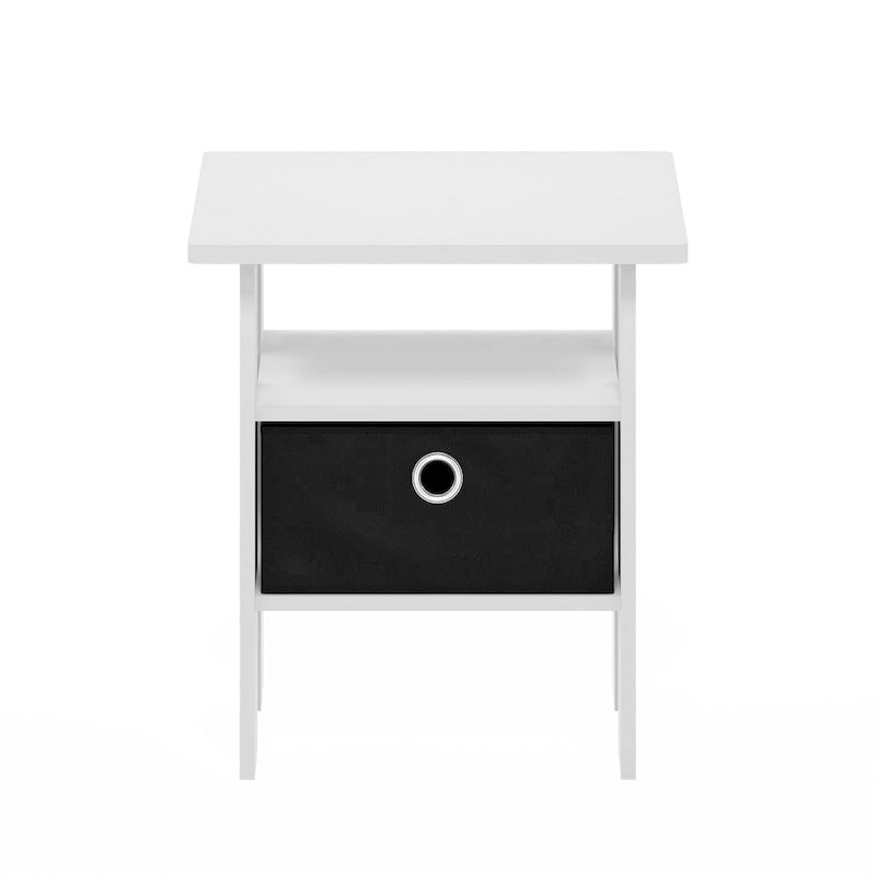 Furinno Andrey End Table Nightstand with Bin Drawer, Sonoma Oak/Ivory
