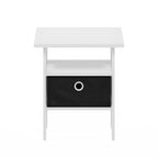 Furinno Andrey End Table Nightstand with Bin Drawer, Sonoma Oak/Ivory