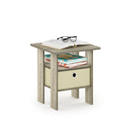 Furinno Andrey End Table Nightstand with Bin Drawer, Sonoma Oak/Ivory