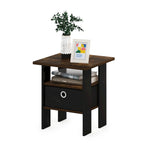 Furinno Andrey End Table Nightstand with Bin Drawer, Sonoma Oak/Ivory
