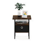 Furinno Andrey End Table Nightstand with Bin Drawer, Sonoma Oak/Ivory