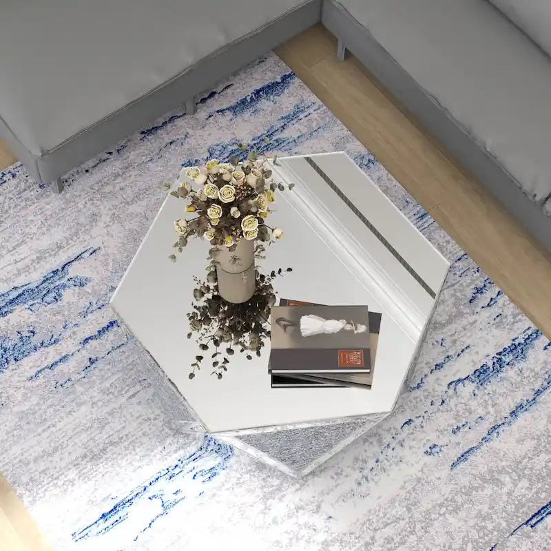 Mirrored Coffee Table Crystal Diamond Accent Table