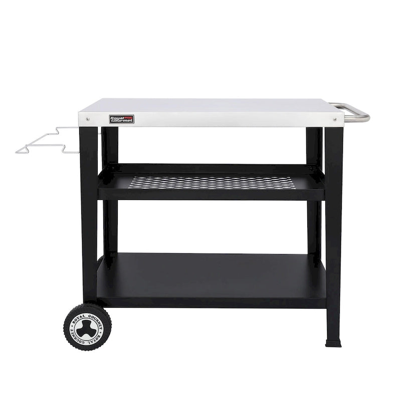 Royal Gourmet Movable 3-Shelf Grill Table with Removable Trash Bag Holder