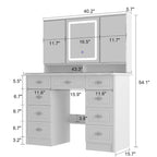 Elegant White Makeup Dressing Table with Adjustable Mirror Large Desk