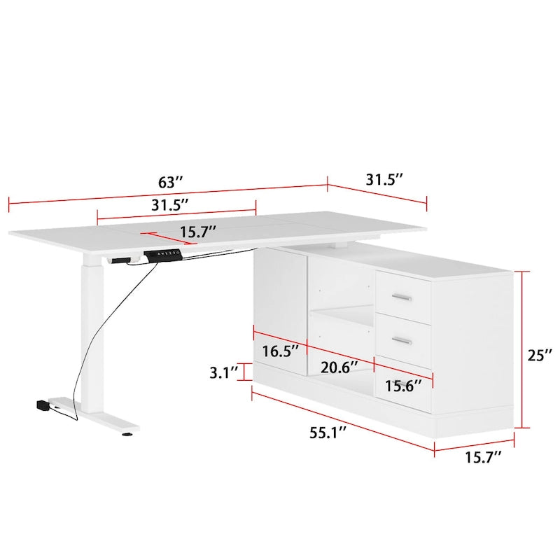 Super-Sized Standing Desk with Electric Lift - 63x31.5PC Desktop