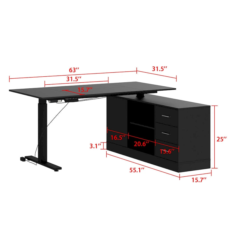 Super-Sized Standing Desk with Electric Lift - 63x31.5PC Desktop