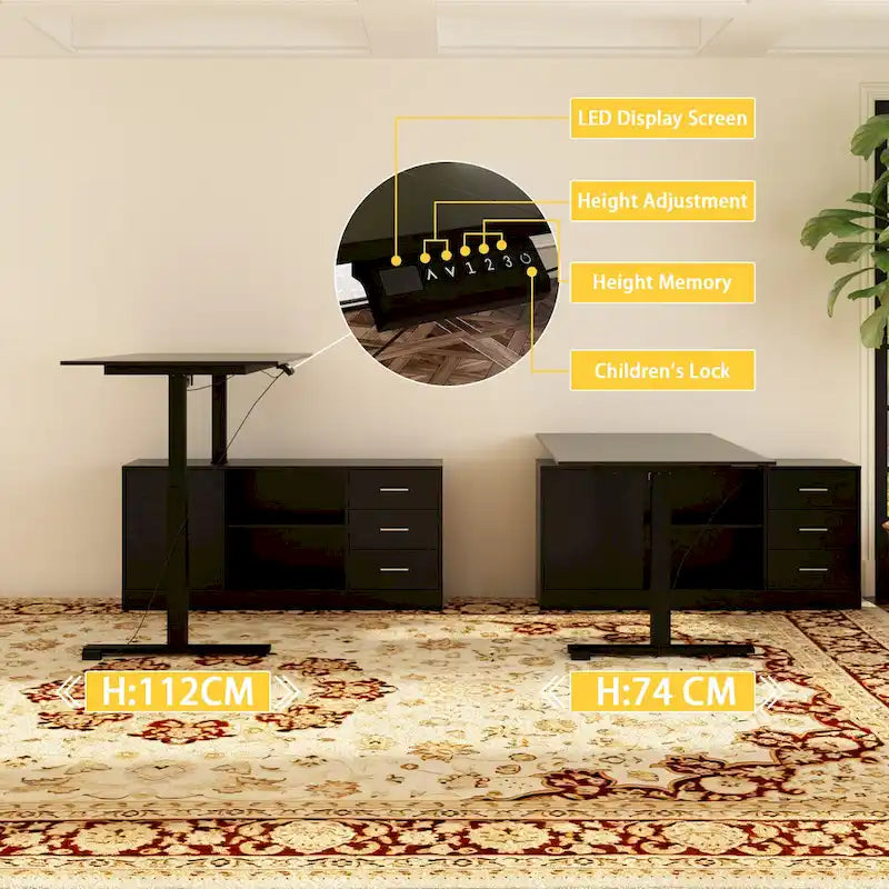 Super-Sized Standing Desk with Electric Lift - 63x31.5PC Desktop