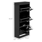 HOMCOM Shoe Cabinet for Entryway, Narrow Shoe Rack Storage Organizer with 3 Flip Drawers and Adjustable Shelves