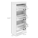 HOMCOM Shoe Cabinet for Entryway, Narrow Shoe Rack Storage Organizer with 3 Flip Drawers and Adjustable Shelves