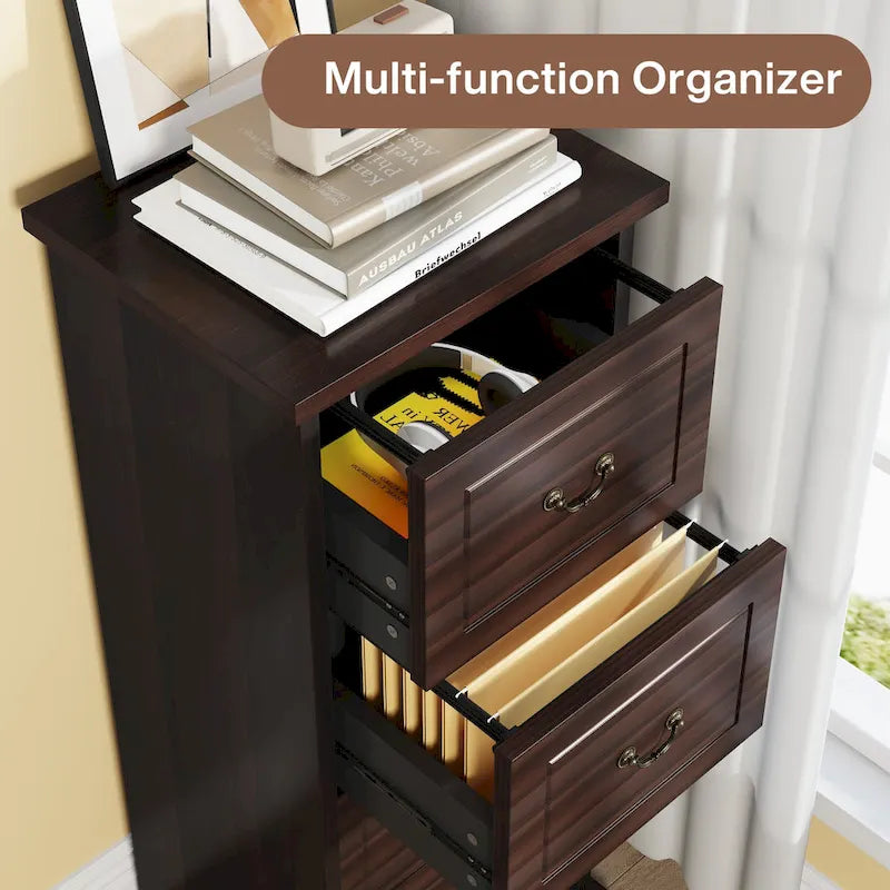 4-Drawer Wood Vertical File Filing Cabinet with Removable Hanging Rod for A4 /Letter Size