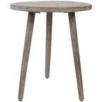 21 Antique Gray Engraved Round Tri Leg Wooden Side Table