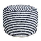 18 Blue and White Striped Round Pouf Ottoman