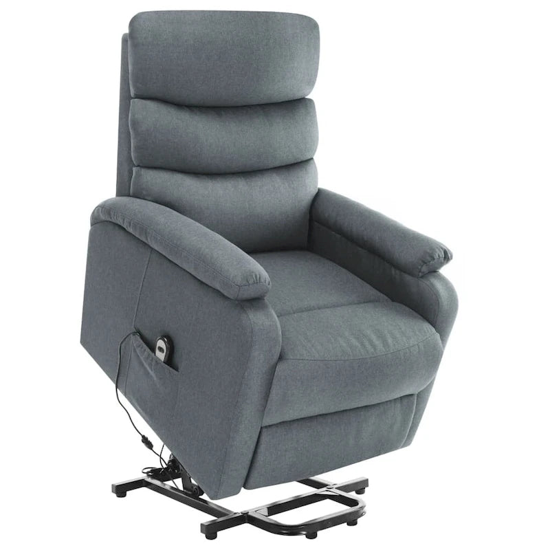 vidaXL Power Lift Massage Recliner Light Gray Fabric - 28.7 x 35.6 x 40.4