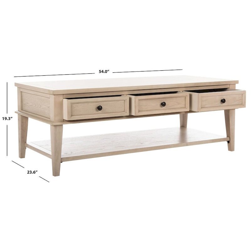 SAFAVIEH Tressie Sepia Traditional Rectangle Coffee Table - 54 x 23.6 x 19.3 - 54Wx24Dx19H